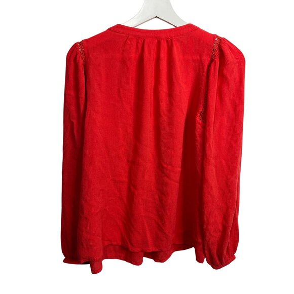 Gap Top Womens Small Shirt Blouse Long Sleeve Red Peasant Boho Casual Fall Work - Picture 7 of 16